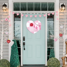 Valentines Day Decor, NEEDOMO Wood Valentine Heart Door Sign with Decorative Beads for Valentines Decor, Valentines Decoration for The Home, Front Door, Wall, Valentines Day Decorations Indoor Outdoor