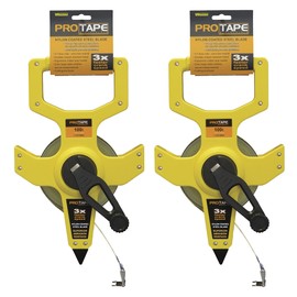 Nylon Clad Steel Open Reel ProTapes – Engineers 3X Faster Rewind 1/2" x 100'; 10ths/100ths. (2 Pack)