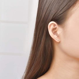 18k Gold Plated S925 Sterling Silver Womens stud earrings Ear Crawler - Cuff Earrings - Climber Jackets - gold earrings With Cubic Zirconia stud earrings With CZ Stones