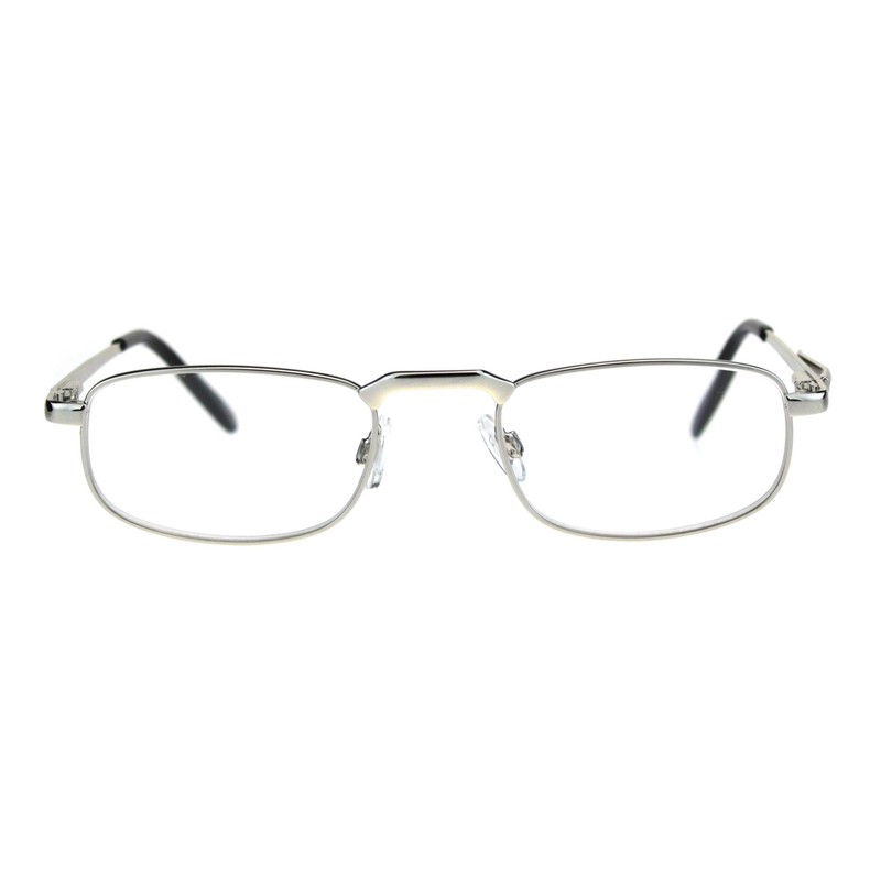 Mens Pocket Clip Arm Spring Hinge Rectangular Metal Rim Reading