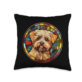 Norfolk Terrier Dog Stained Glass Leadlight Artistic Design Throw Pillow