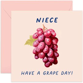 Old English Co. Fun Birthday Card for Niece - 'Have a Grape Day' Humorous Pun Birthday Card for Her - Cute Thank You Card for Women - Colourful Card | Blank Inside with Envelope