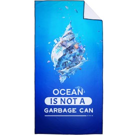 XSMEI Protect Ocean Environment Beach Towel Oversized 36" x 72", Lightweight Sand Free Quick Dry Microfiber Towel for Swimming Pool Cruise Camping Travel