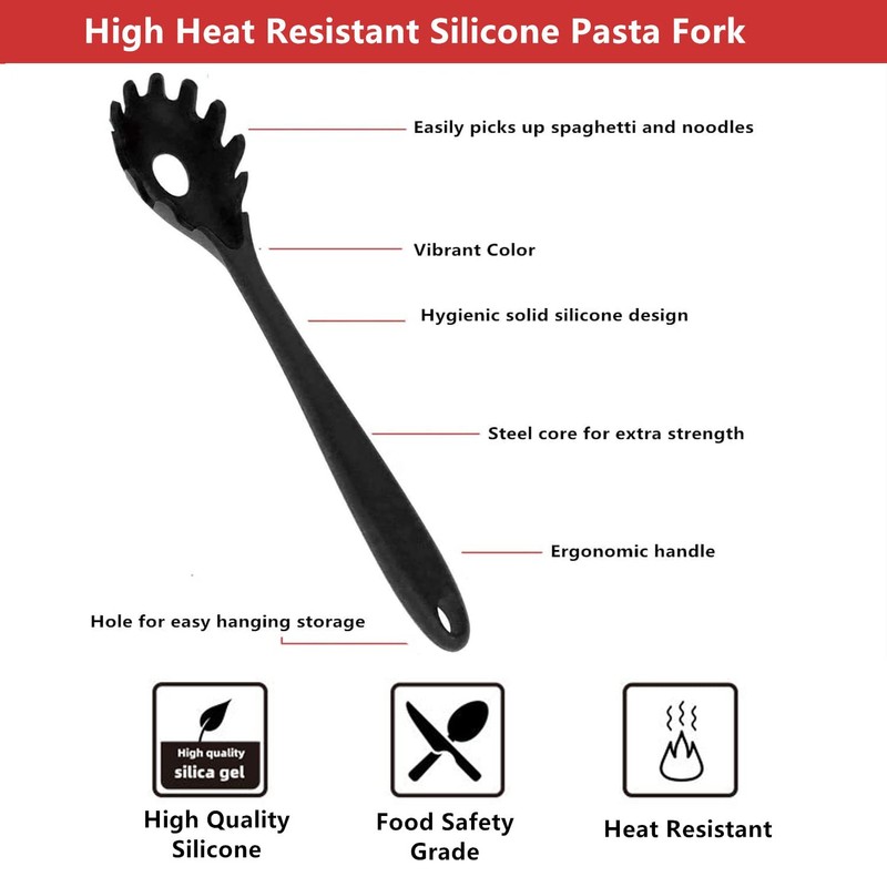 JXJYZLN Spaghetti Spoon Pasta Fork,Silicone Pasta Fork,11.2 inch Spaghetti Strainer