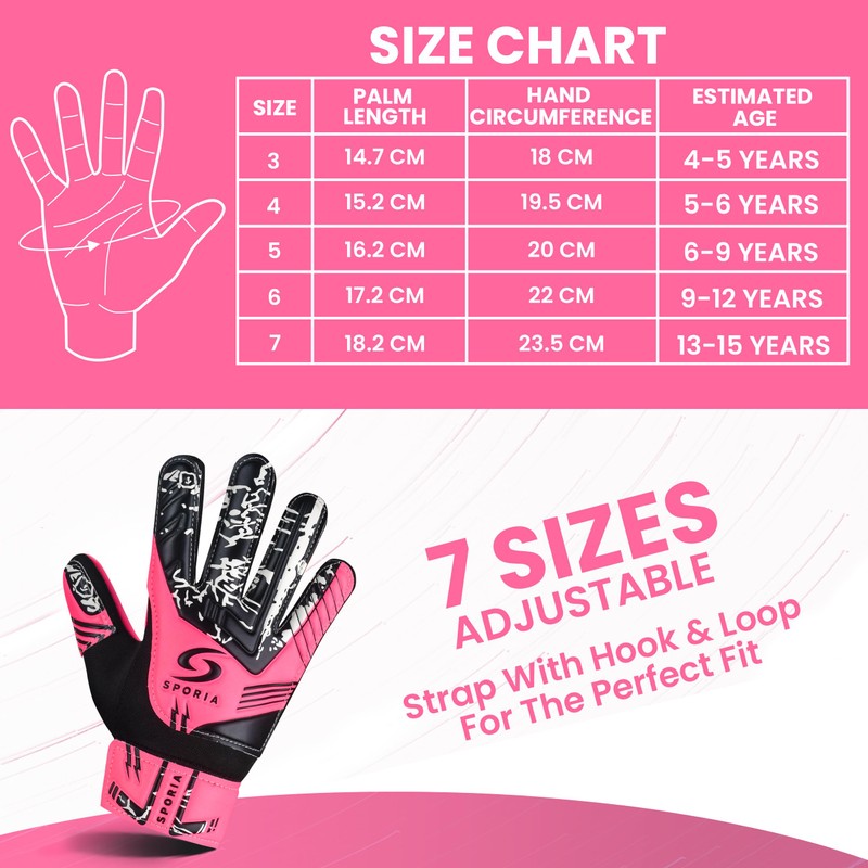 SPORIA Youth Goalie Gloves (Pink, 4)