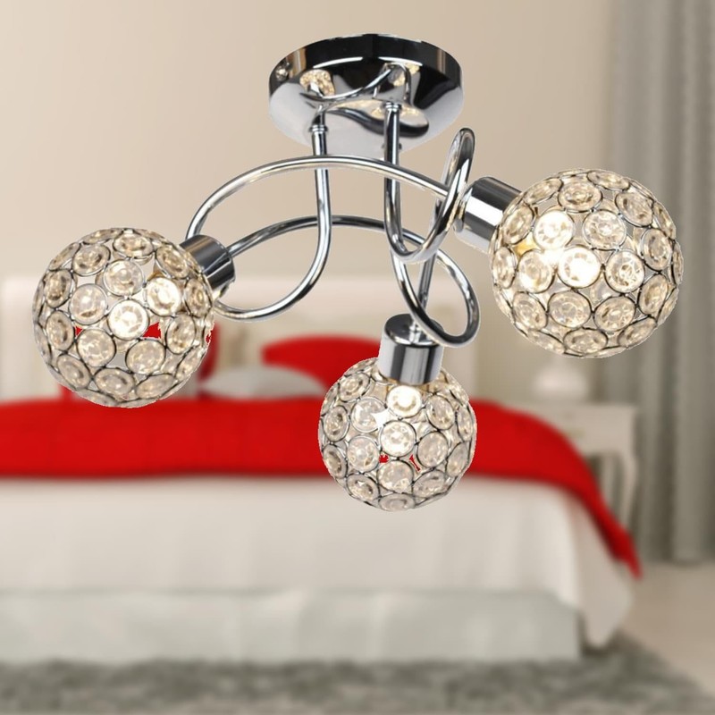 Modern 3 Way Flush Silver Chrome Metal Ball Ceiling Light