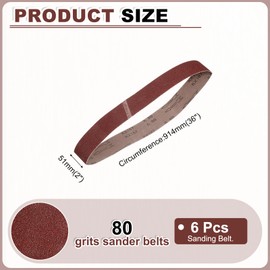 HARFINGTON 2 x 36 Inch Sanding Belts, 6 Pcs 80 Grit Aluminum Oxide Abrasive Belt Sander File Belt for Woodworking, Metal Polishing, Knife Sharpener