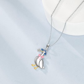 LWQQWL Goose Necklace S925 Sterling Silver Goose Pendant Cute Animal Jewelry Gifts for Women