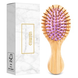 Mini Hair Brush, Sofmild Bamboo Detangling Travel Hair Brush for Women Girls Kids Wet Dry Curly All Hair Types, Mini Small Detangler Brush for Purse, Car, Travel Bag Essentials