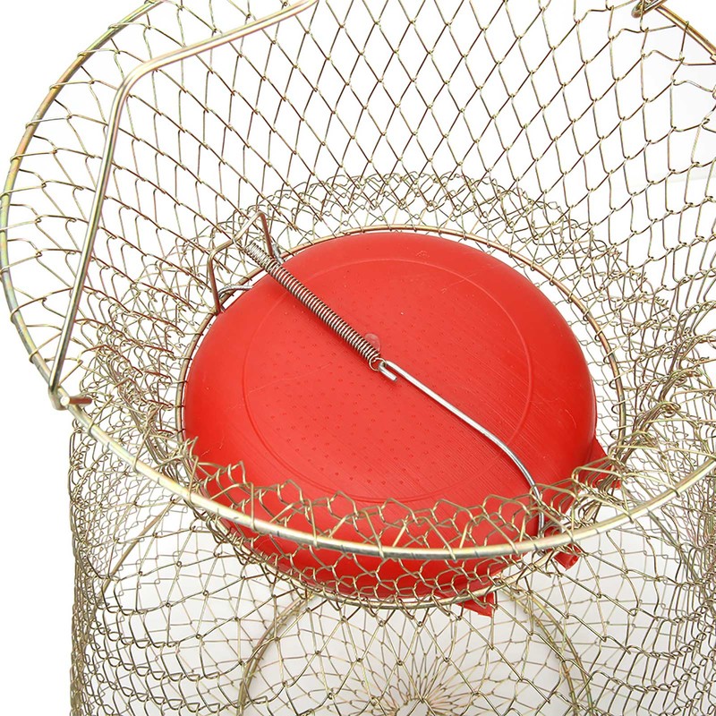 Stainless Steel Foldable Round Portable Fish Shrimp Basket Fishing Net
