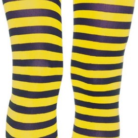 Leg Avenue Tights Black Yellow Horizontal Striped One Size 60 Denier Women's Carnival Fancy Dress
