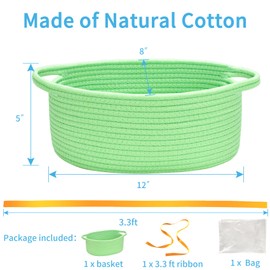 ABenkle Small Basket with Gift Bag and Ribbons, 12"x 8" x 5" Cute Small Woven Basket, Rope Shelf Toys Storage Basket with Handle, Decorative Empty Gift Basket