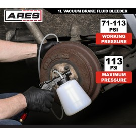 ARES 70923 - Vacuum Brake Fluid Bleeder - 1-Liter Vacuum Fluid Extractor - Hanging Hook and Locking Trigger Allows for Hands Free Operation