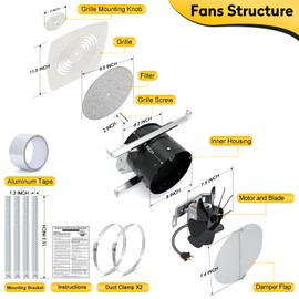 LTNIASL 505 High Airflow Bathroom Fan for Ceiling – 8 Inch Fan with Powerful 200 CFM, Bathroom Exhaust Fan, Kitchen Exhaust Fan, Household Ventilation Fans