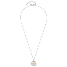 Leonardo Jewels Amadina 022435 Necklace Stainless Steel with Amulet Gold Heart in Glass Crystals Silver Valentine's Day Jewellery 45 cm 1 Piece, Stainless Steel, No Gemstone