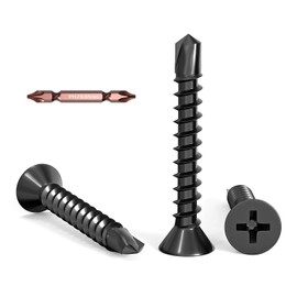 Dayalo 50 x 4.8 x 32 mm Countersunk Phillips Screws Drilling Screws Black Stainless Steel Self-Tapping Screws Self Tapping with Drill