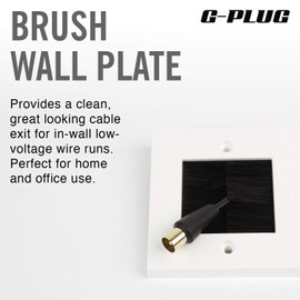 G-PLUG Cable Pass Through Wall Plate Faceplate with Brush – White Single Gang Cover for HDMI, TV, Ethernet, Speaker Wires – Easy to Install, Clean Cable Management Solution