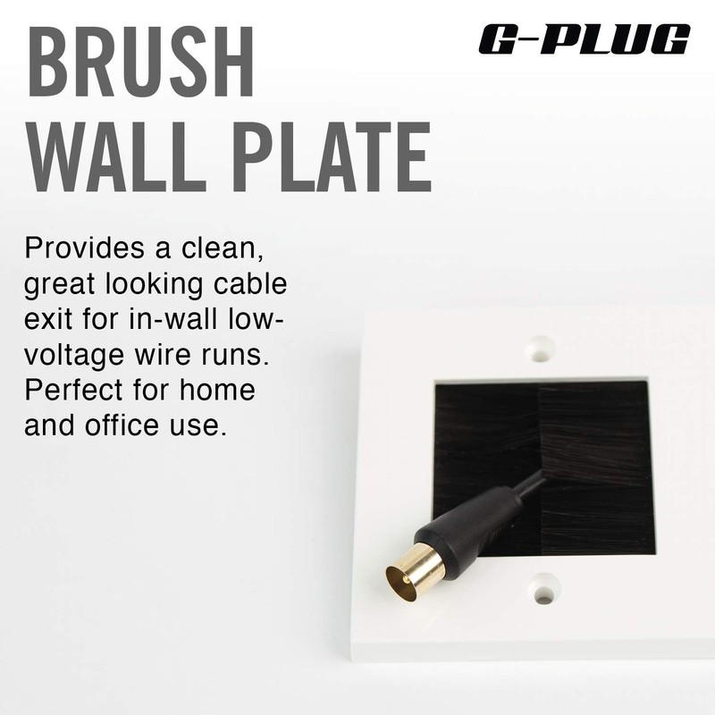 G-PLUG Cable Pass Through Wall Plate Faceplate with Brush –