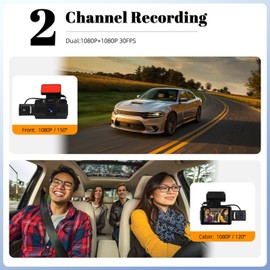 3 Channel Dash Camera for Cars,Front and Rear Inside Car Camera,3 inch IPS Screen Dash Cam Three Way Triple Car Camera with IR Night Vision, Loop Recording,24H Park Monitor Motion Detection