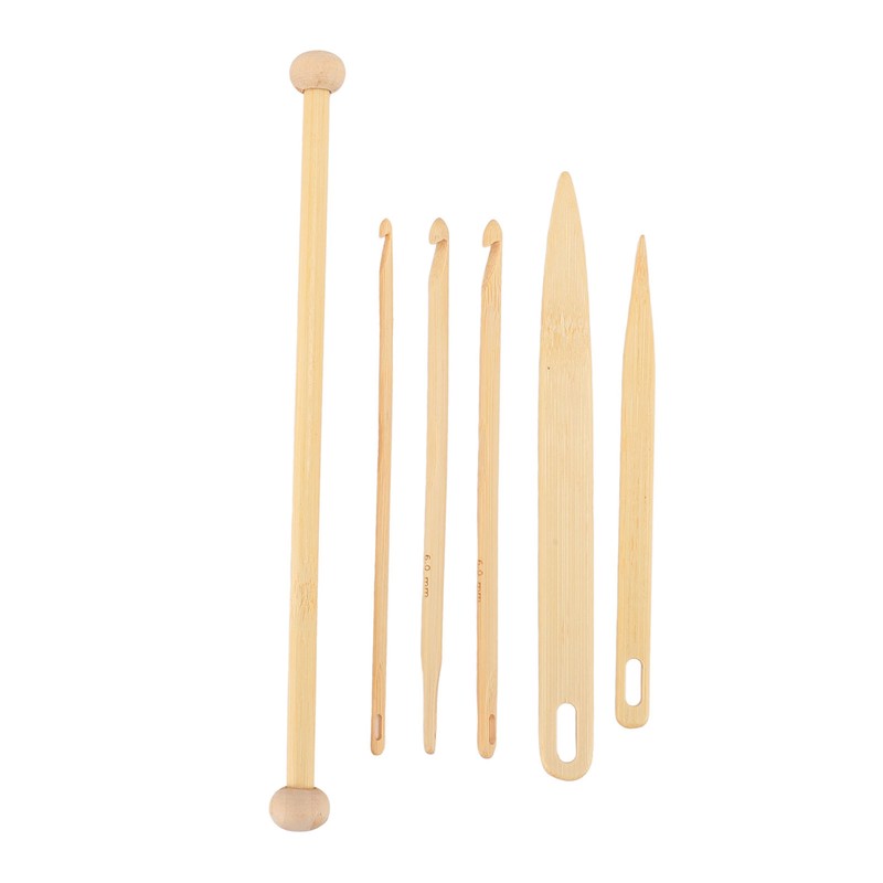 6Pcs Wood Hand Loom Stick Set Wood Weaving Crochet Needle