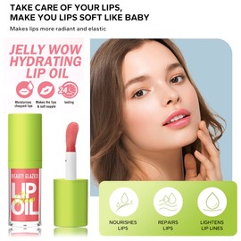 Beauty Glazed Big Brush Head Lip Oil, Ultra-Hydrating & Nourishing, Smooth Glossy Finish Lip Glow Oil, Shiny and Vegan Tinted Lip Gloss, Non-Sticky Formula (2, 101# MEET & 102# KISS)