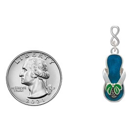 Delight Jewelry Silvertone Tropical Blue Flip Flop with Palm Tree Silvertone Infinity Post Earrings