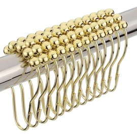 NATUCE Pack of 12 Shower Curtain Hooks, Shower Curtain Rings Stainless Steel for Shower Curtain with Sliding System - Gold