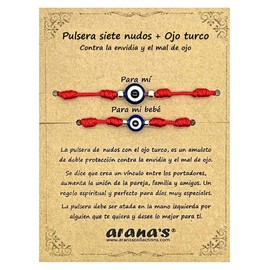 arana's - 7 Knots Evil Eye Bracelet Women Men Children Babies - Evil Eye - Red Thread Protection Negative Energy - Lucky Amulet - Couples Family Friends, Ajustable de 11 cm hasta 28 cm