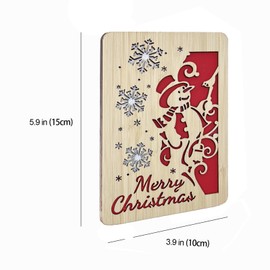 VANSUN Wooden Christmas Greeting Card,Handmade Christmas Blank Card,Merry Christmas Wood Card For Friends,Family
