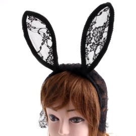Unbranded BLACK BUNNY EAR HEADBAND ( 10448 )