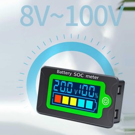 Battery Capacity Indicator 12V 24V 48V 60V 72V Golf Cart Battery Meter Digital Voltage Monitor Gauge, LCD Display Voltmeter Tester for Lithium Batteries&Lead-Acid Batteries