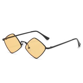 WDZAYXC Diamon Fashion Sunglasses with Metal Frame, UV400 Protection, black/yellow