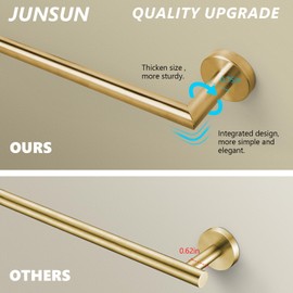 JunSun Towel Bar 30 Inch Bathroom Towel Rack Heavy Duty Bath Towel Holder Modern Towel Rod Brushed Brass Towel Hanger Bathroom Accessories Gold Towel Rail Stainless Steel Single Towel Bar Brushed Gold