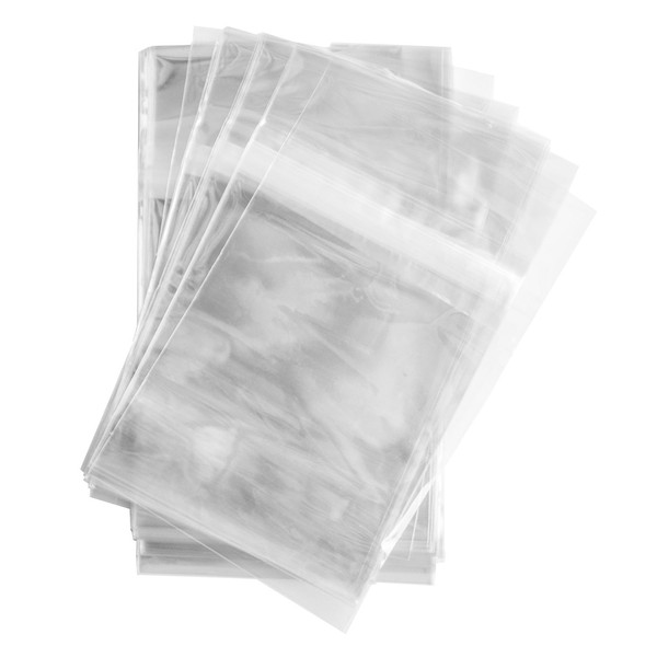 Super Z Outlet 100 Pcs 4 5/8 X 5 3/4 Clear (A2) (P) Card Resealable Cello / Cellophane Bags - Tape Strip on Body