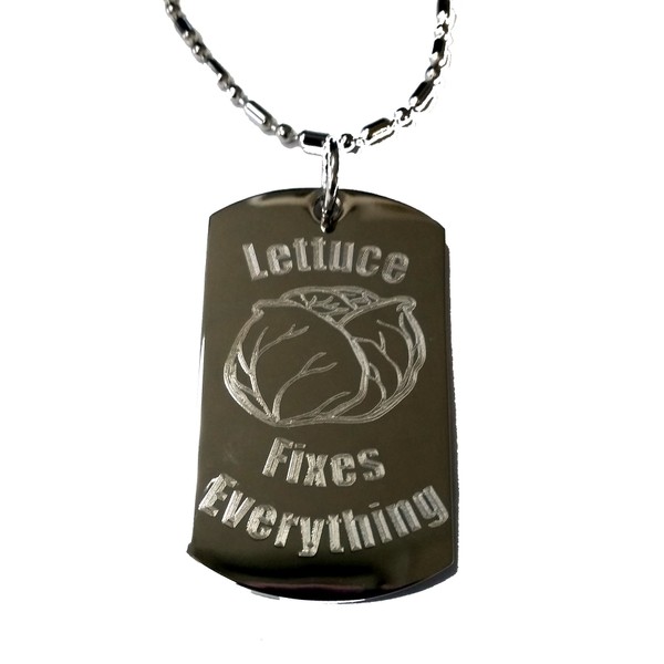 Hat Shark Lettuce Fixes Everything - Luggage Metal Chain Necklace Military Dog Tag