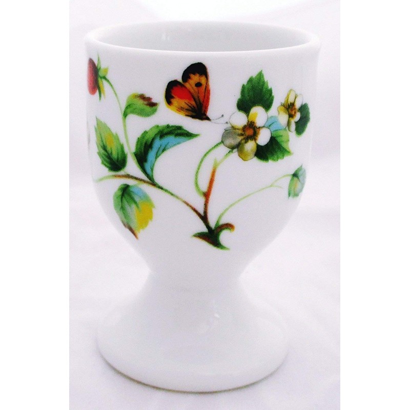 Strawberries & Butterflies Eggcups Set of 6 Bone China Strawberries