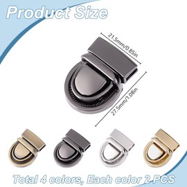 DELORIGIN 4Colors 8pcs Tuck Lock Clasp Catch Purse Thumb Lock Clasp Purse Clutch Buckle Fasteners Wallet Buckle Alloy Hardware Clip Clasp Buckles for DIY Wallets Handbag Shoulder Handle Bags