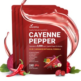 Cayenne Pepper Softgels Supplement, Beetroot and Others (240 Softge /1 Bag)，Supports Leg Vein, Heart and Blood Vessel Health, with Vitamin E D3+K2 and Extracts of Grape Seed, Hawthorn,:_Pack of 4