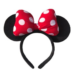 LEEMASING Light Up Mouse Deluxe Ear Headband Flashing Bow Polka Dot LED Party-Rave For Wedding Festival Holiday Christmas (Red 3)