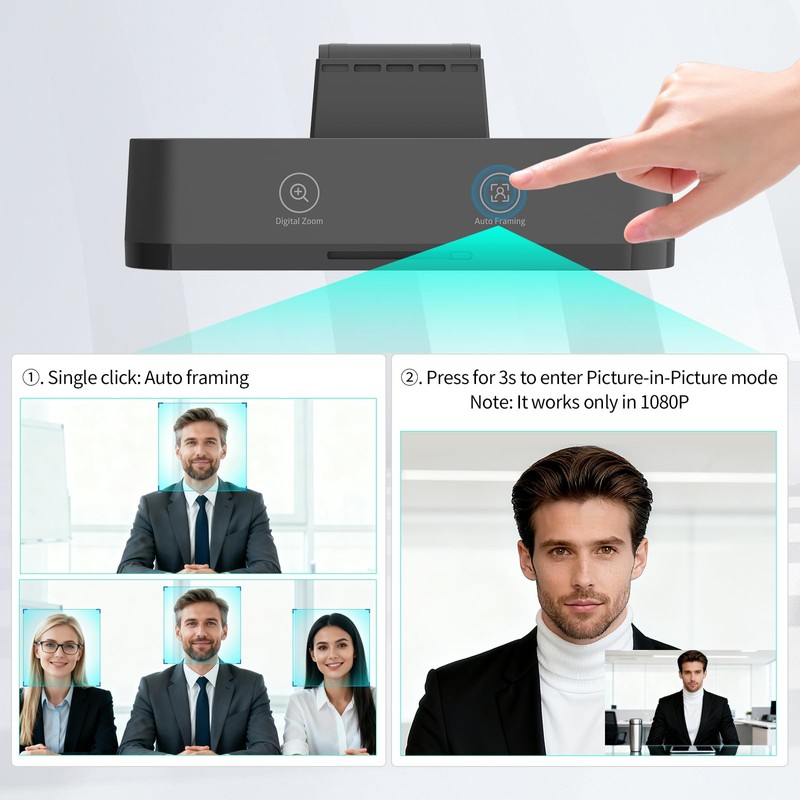 4K Webcam for PC, 8MP USB Webcam with Dual Noise-reducing