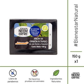 bienestar NEEM ERFRE Jabon Detox Carbon Activado para Cuerpo y Cara Natural Artesanal- Limpieza Profunda- Sin Parabenos Pertrolatos- Vegano-Libre de grasa animal (Individual)