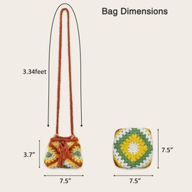 Noocro Crochet Kit Granny Square Shumai Bag, Purse, Complete DIY Kit, Detailed Instructions, Video Tutorials, for Beginners or Intermediate and Advanced Crocheters (Sunflower)