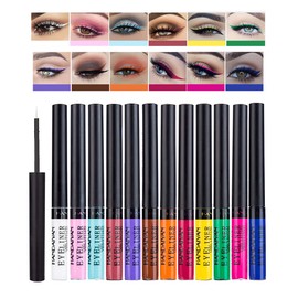 Matte Liquid Eyeliner Set, 12 Colours Coloured Eyeliner, Highly Pigmented Smudge-proof Colourful Eyeliner Durable Waterproof Liquid Eyeliner Pen Face Lips Art Makeup