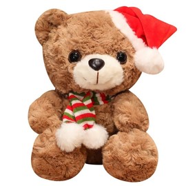 Herfair Christmas Teddy Bear Plush Toys, Christmas Bear, Cuddly Toy Teddy Bear, Mini Teddy Bear Christmas, Cuddly Toy Christmas, Teddy Bear (Brown, 25 cm / 9.8 inches)