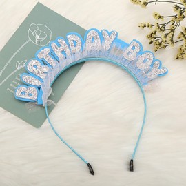 Pejlnd Happy Birthday Headband - Pink Sequins Headpiece for Girls Kids Birthday Party Decorations Supplies