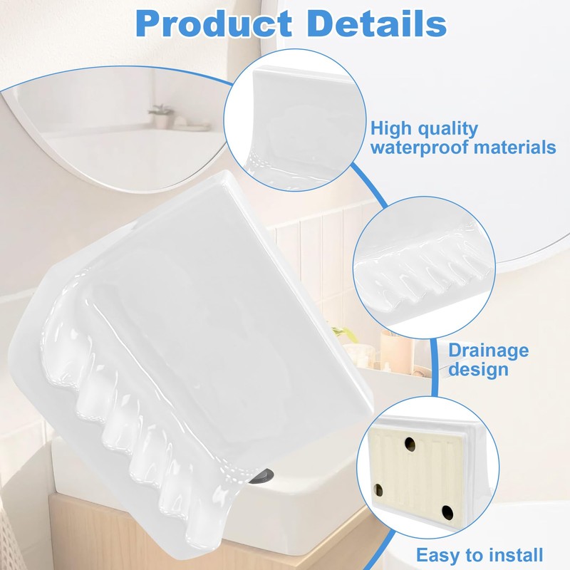 Xihu White Ceramic Bathroom Soap Holder, Mid Century Retro Design,