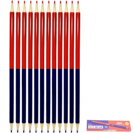 YIBOOOM Red and Blue Pencils, Elementary School Students, Pack of 12, 5:5, Red and Blue Pencils, Won't Fall Off the Desk, Simple Design, Suitable for Students and Engineers, For Elementary School
