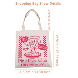 JTOUK Retro Pink Song Lyrics Inspired Tote Bag Music Lover Gift Campy Singer Fans Gift Women Music Tour Gift (Pink Pizza Tote EU)