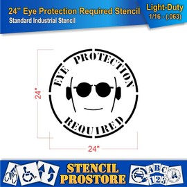 Safety Floor Marking Stencil - 24 inch Eye Protection Stencil - 24'' x 24'' x 1/16'' (63 mil) - Light-Duty