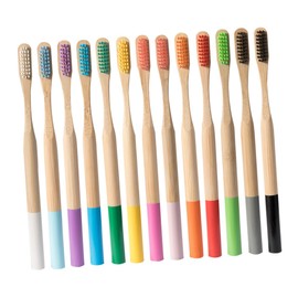 TOVINANNA 4 Pack Bamboo Toothbrushes for Adults Soft Bristles Travel Toothbrushes Wooden Handles Sky Blue